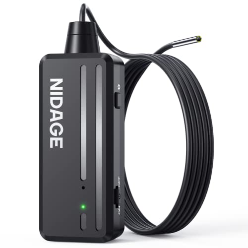 3.9mm Slim Wireless Endoscope, 2.0MP HD Inspection Camera with Light | WiFi Borescope for iPhone & Android, Tablet, 5FT Semi-Rigid Cable, IP67 Waterproof, for Engine, Mechanics, Cool Gadget Gift