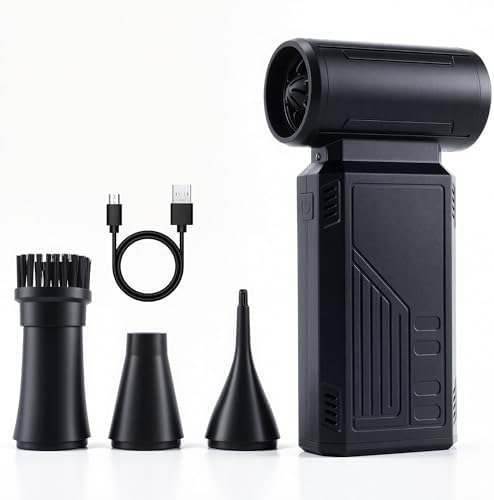 Compressed Air Duster, 130,000 RPM Electric Air Duster Cordless | 4-Speed Rechargeable Blower; for Computer, Keyboard, Car, Home and Cleaning
