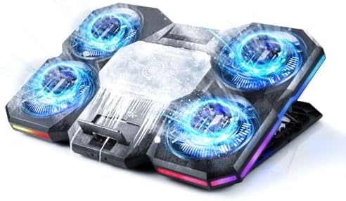 Laptop Cooling Pad with Thermoelectric Cooler and 4 Fans, Powerful Laptop Cooler, Independent Control, Multi-Gear Adjustment, RGB, 14-21 Inch Laptop Stand (14"/15.6"/17"/21")
