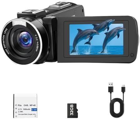Camcorder Video Camera 2.7K 48MP, Vlogging Camera for YouTube with Fill Light — 3" 270° 18X Digital Zoom Flip Screen Webcam Anti-Shake, Digital Camera with 32GB Card for Beginners Kids Teens Gifts