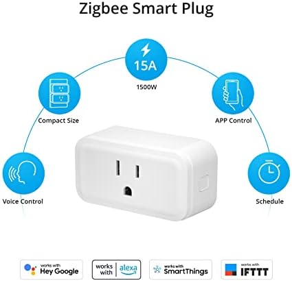 SONOFF Zigbee Smart Plug with ETL Certified, S40 Lite 15A Outlet, Zigbee Repeater, Works with SmartThings and Amazon Echo Plus, Hub Needed for Amazon Alexa