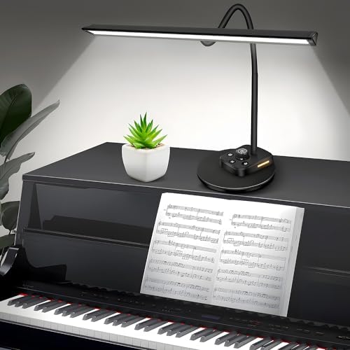 Piano Light, Upgraded LED Piano Lamp for Grand/Upright & Digital Pianos, Music Stand Lamp with Adjustable Gooseneck, Auto-Off Timer, 5 Color Modes Dimmable & USB Charging Port Eye-Care Desk Light