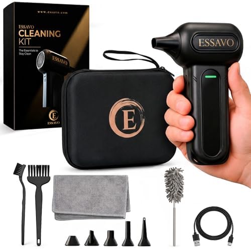Compressed Air Duster 130,000RPM Cordless Portable Electric Air Duster with Brushless Motor & LED Light, 4 Speeds, USB-C Rechargeable for Keyboard, Computer, Car & Home Cleaning