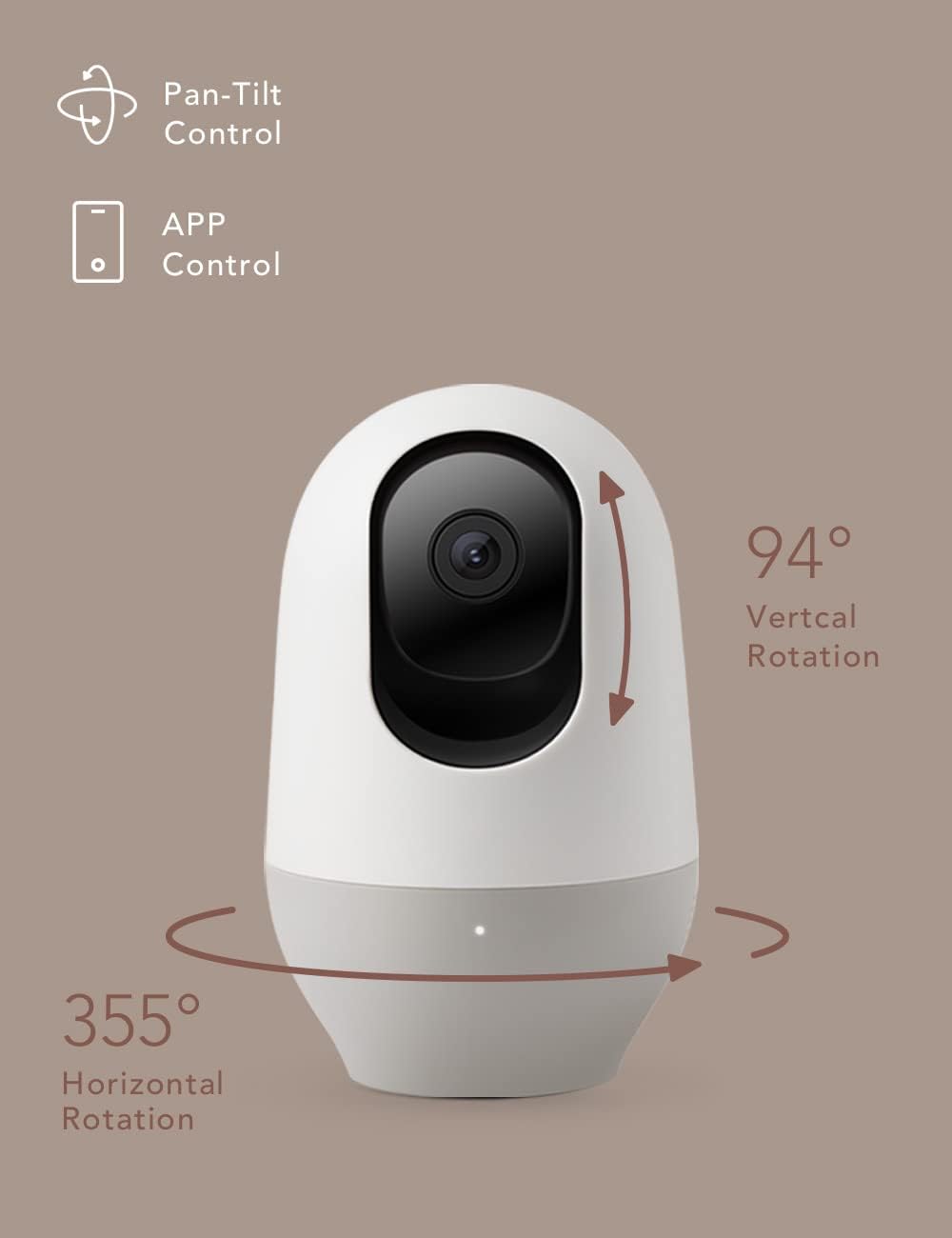 nooie Baby Monitor, WiFi Pet Camera Indoor, 360-degree Wireless IP Camera, 2K Home Security Camera, Motion Tracking, Super IR Night Vision, Works with Alexa, Two-Way Audio, Motion & Sound Detection
