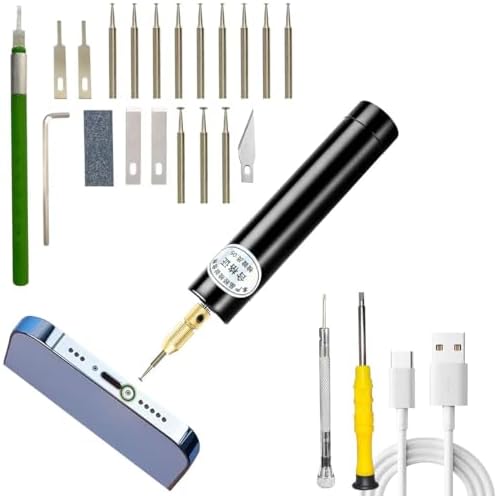 Damaged Screw Removal for Cell Phone Rechargeable Broken Screw Extractor Kit for iPhone Cell Phone Repair Tool 4 Size Grinding Heads Portable Screw Extractor for Laptop/Pad Electronic Products