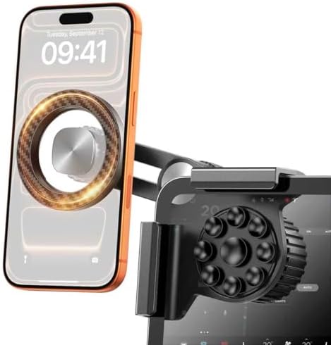 Tesla Phone Mount Model 3/Y Accessories: No-Adhesive for Magsafe Car Mount for Model 3,Y,Juniper,Highland,Cybertruck,Fit for iPhone 12-17 Series and Magsafe Cases