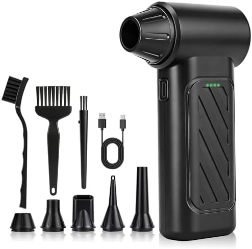 Compressed Air Duster, 130,000RPM Ultra-Powerful Cordless Electric Air Duster with 4000mAh Rechargeable Battery, 3-Gear Adjustable Air Blower for Keyboard, Computer, Car, Home Cleaning