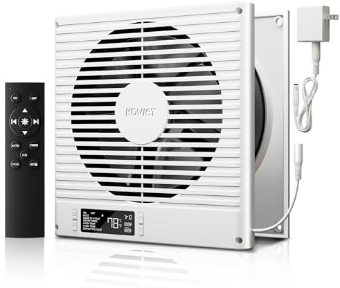 KOVIET 8" Room to Room Ventilation Fan with Remote, Quiet Reversible Through the Wall Air Transfer Fan, 10-Speed Smart Exhaust Vent, Temperature Control, ETL Certified for Bedroom, Kitchen, Laundry