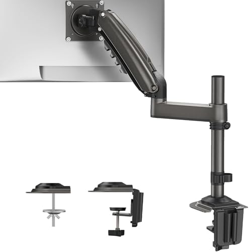 HUANUO Single Monitor Arm, Adjustable Desk Mount for 13-34 inch Screens, Holds 19.8lbs, 22.44 inch Max Height, Full Motion Swivel Gaming Monitor Stand with VESA 75x75mm and 100x100mm Compatibility