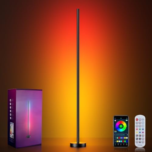 OIYN Smart RGBICW LED Corner Floor Lamp - 16 Million DIY Colors, 68+ Scenes, Music Sync, App & Remote Control, Color-Changing Ambient Lighting for Living Rooms, Bedrooms, and Gaming Rooms