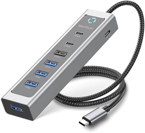 RSHTECH 7-Port USB C Hub 10Gbps with 3 USB-3.2 (2C + 1A), 4 USB-3.0 Ports