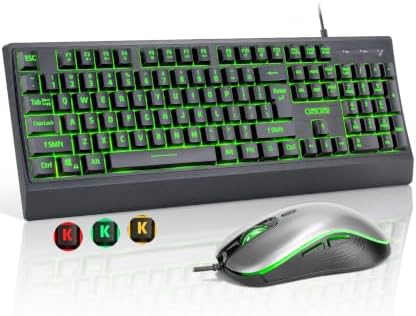 USB Wired Keyboard and Mouse Combo with Backlit, Large Print for Computer
