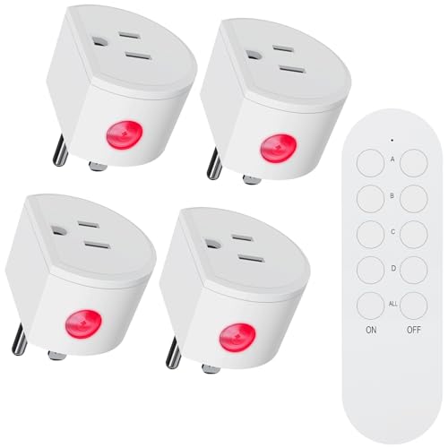 Remote Control Outlet 10A Wireless Light Switch for Household Appliances, 130 FT Range, Smart Plug with Remote, FCC Certified, ETL Listed