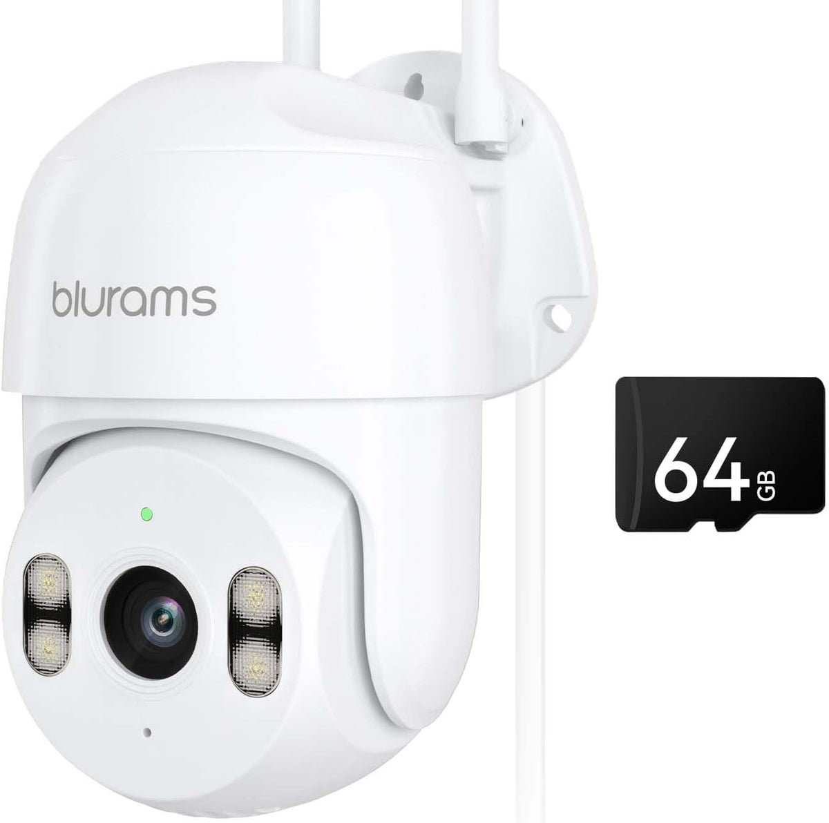 blurams 2Pack Security Cameras Outdoor Wired, 2K 360° PTZ Outdoor Security Camera, Weatherproof, 24/7 Recording with SD Card, Color Night Vision, AI Human Tracking, 2.4/5GHz WiFi6, Work with Alexa