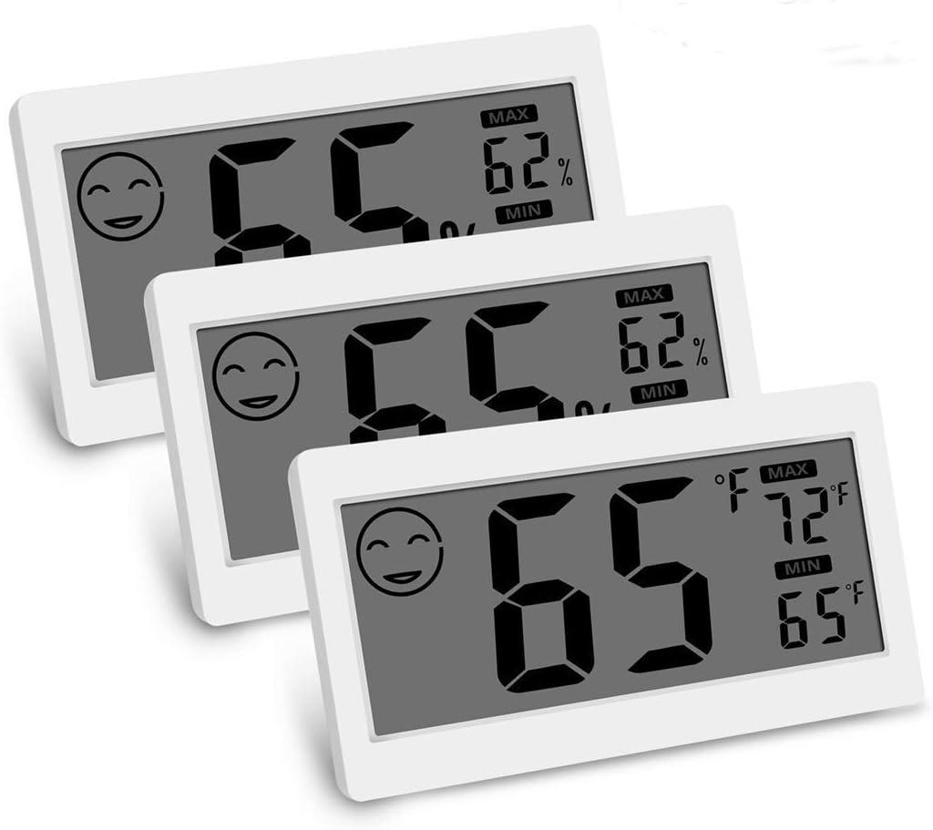 Digital Thermometer Indoor Hygrometer Room Temperature Monitor Humidity Gauge with Big Screen Stand Wall Hanging Magnet Greenhouse House Kitchen Car
