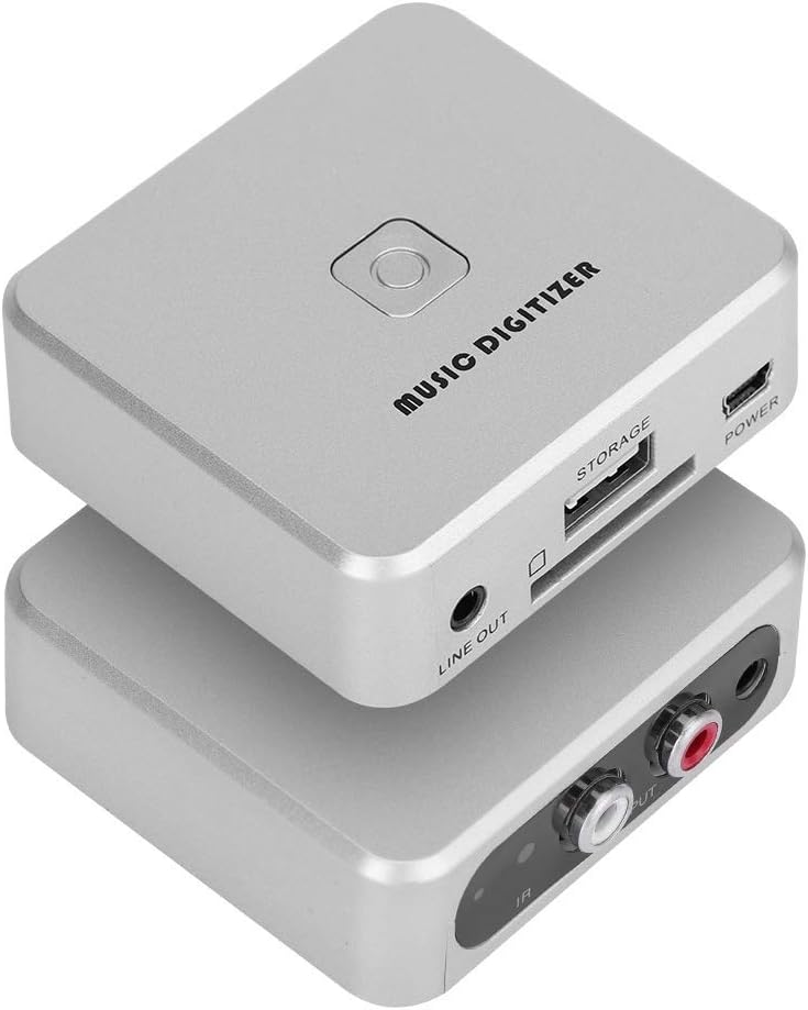 Audio Capture Recorder, Audio Capture Box 128Kbps Music Digitizer CD Recorder with 3.5mm & Line Input Supports Secure Digital Memory Card & USB Flash Drive