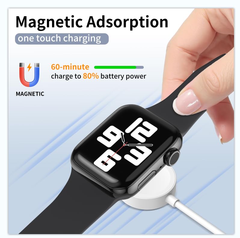 EGK 20W USB-C Magnetic Fast Charger for Apple Watch (MFi), Wireless Charging Cable for All iWatch Series (2 m)