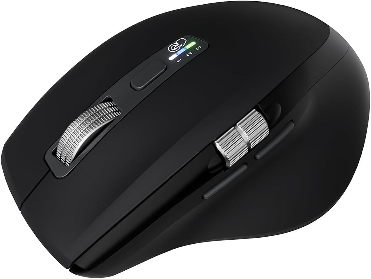 INFINMIND Wireless Side Scroll Mouse with Multi-Device, Ergonomic Computer Mice with Smart Flying Scroll, Quiet Click, 4-Level DPI for Computer, Laptop, iPad, Tablet, MacBook (Grey)