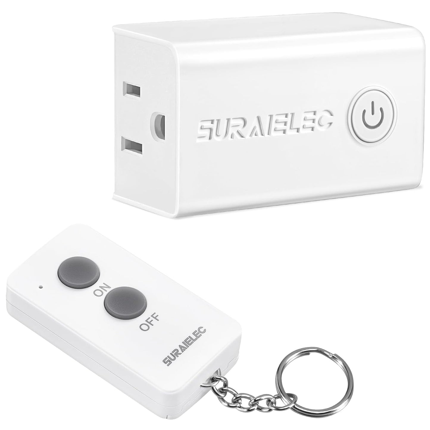 SURAIELEC Remote Control Outlet, Wireless Remote Light Switch, 100 FT, 15A/1875W, Expandable Indoor Compact Side Outlet Plug for Lamps, Fans, Christmas Trees, Small Appliances, 5 Outlets + 2 Remotes