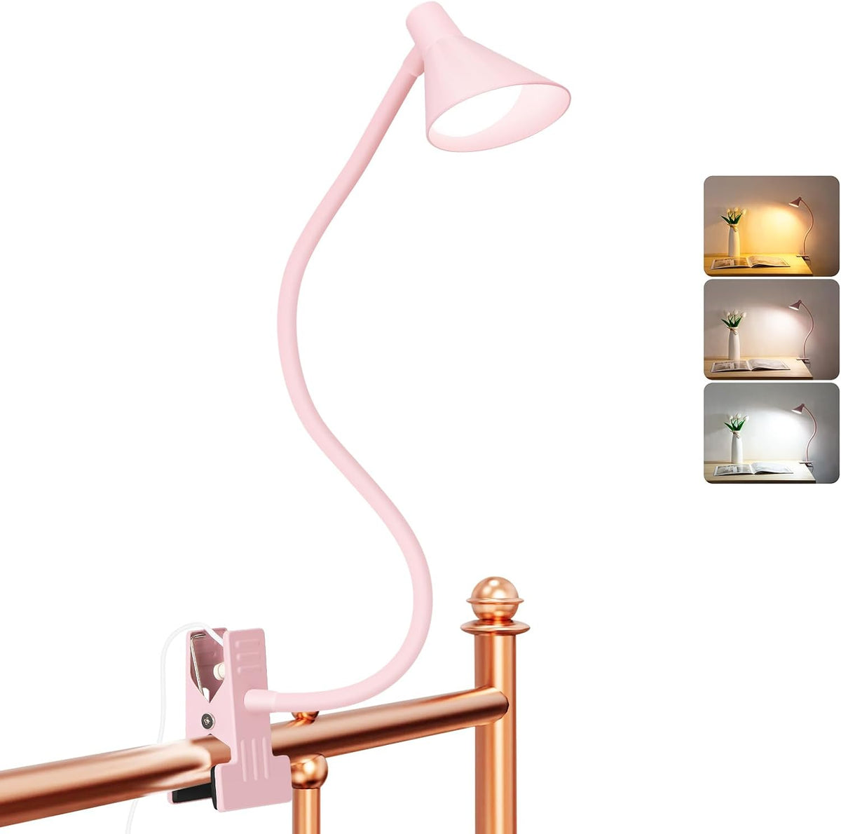 LiFMIRA Desk Lamp Clip on Lamp for Bed, LED Reading Light for Bed Yellow