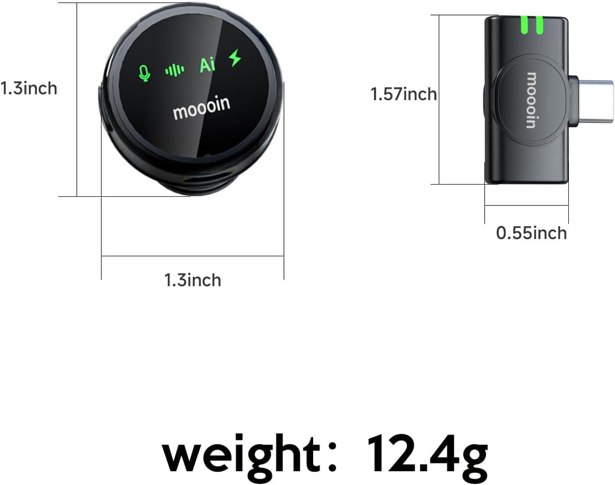 Wireless Lavalier Microphone for iPhone, AI Noise Reduction Clip-on Mic
