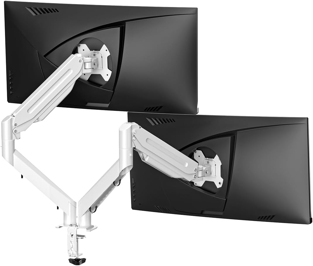 Suptek Dual Monitor Mount Stand-Height Adjustable Gas Spring Monitor Arm Desk Mount for 2 Computer Screens 17 to 32 inches - Each Arm Holds up to 22lbs,Silver(MD8SPS)
