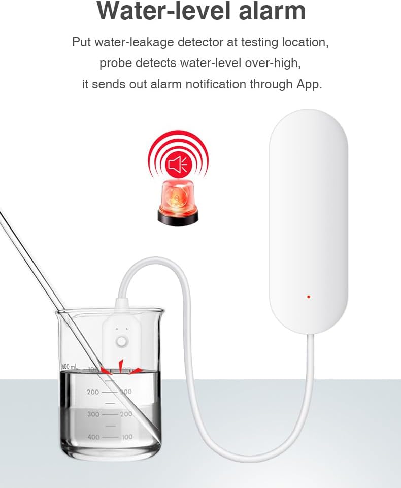 UseeLink WiFi Water Sensor, Smart Water Leak Detector, 100dB Adjustable Alerts & App Smart Push, IP67 Waterproof, Wireless Detector for Kitchen, Bathroom, Basement, No Hub Required