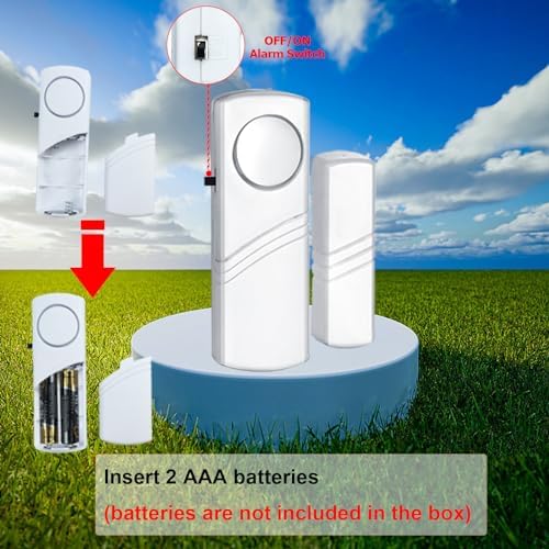 Security Door Window Alarm, 90DB Wireless Sensor Door Window Burglar Alarm | Door Alarms for Kids Safety, Easy Installation Doorbell Alarms for Office House Window Pool