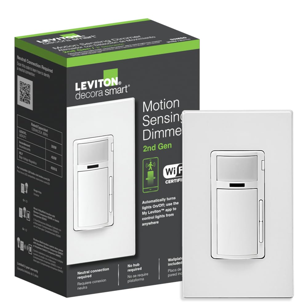 Leviton Decora Smart Plug, Wi-Fi 2nd Gen, Works with Matter, My Leviton, Alexa, Google Assistant, Apple Home/Siri & Wire-Free Anywhere Companions for Switched Outlet, D215P-1RW, White