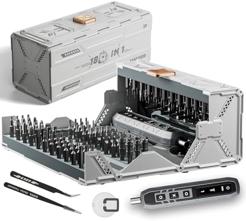 180 in 1 Electric Screwdriver Set, Power Screwdriver, Precision Screwdriver Set, 3 Torque Modes with 162 Magnetic Precision Bits, Screwdriver it for Phone Camera Computer Watch Laptop Drones
