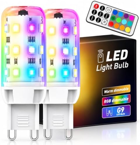 G9 LED Color Changing Light Bulb with Remote, 3000K Warm White, 200LM, 2.5W