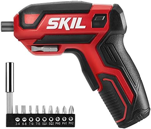 SKIL Rechargeable 4V Cordless Pistol Grip Screwdriver with 42pcs Bit Set, USB Charger and Carrying Case - SD5618-03