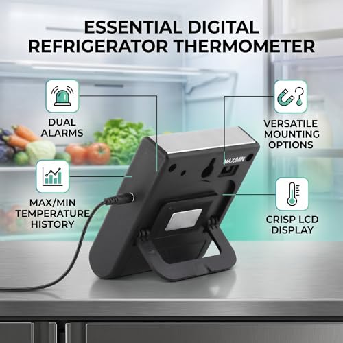 Digital Refrigerator Thermometer Freezer Alarm with LCD Display