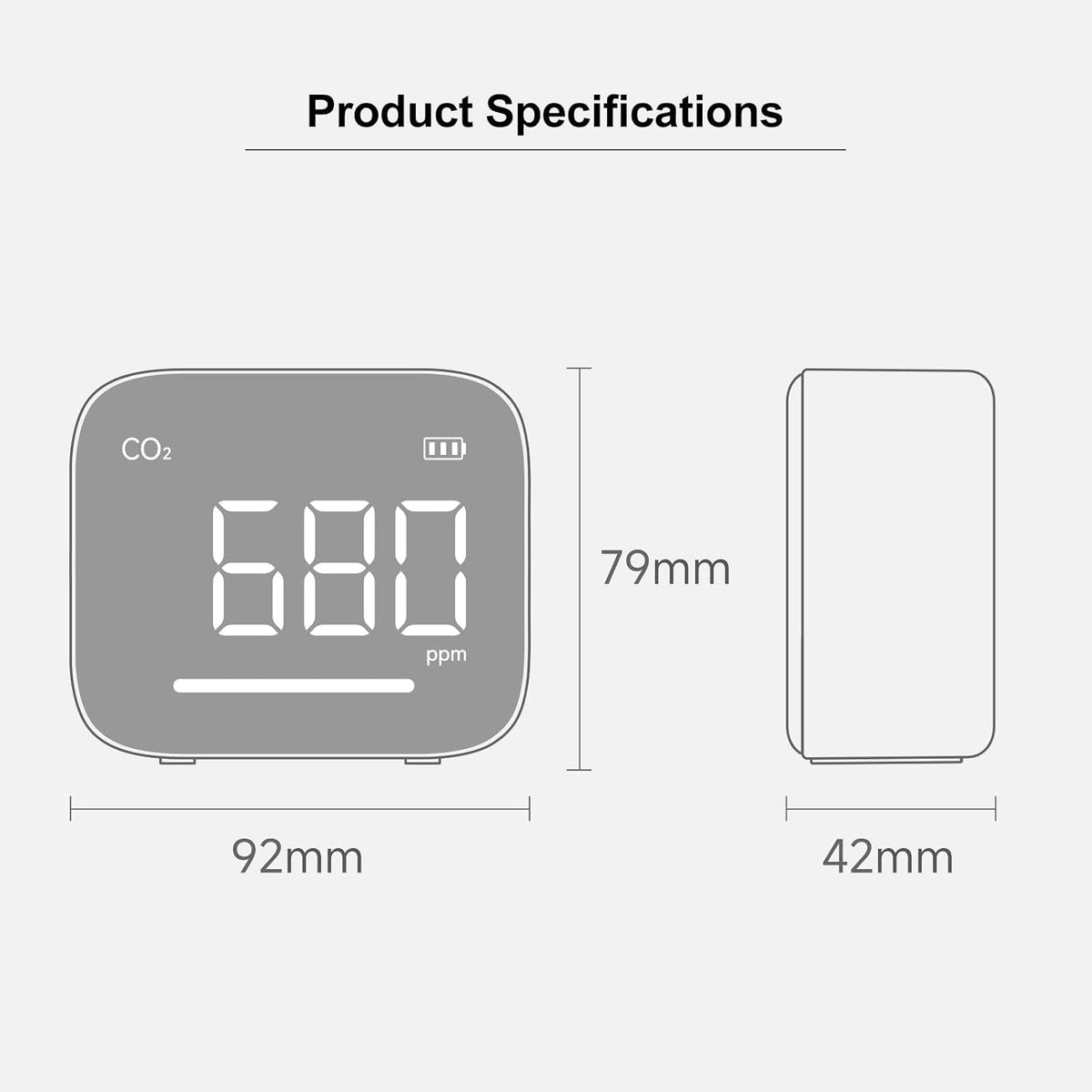 ATuMan 4-in-1 CO₂ Detector, Indoor Air Quality Monitor, NDIR Sensor | 4-in-1 Design, Temperature, Humidity, Time,CO2, NDIR Sensor, 2200mAh Rechargeable, 3-Color Alert, Portable, 3.0" Display