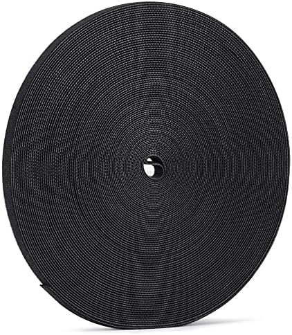 1/2 inch Reusable Fastening Tape Cable Ties Double-Sided Hook-and-Loop Cable Management Tape (Black 25 Yards)