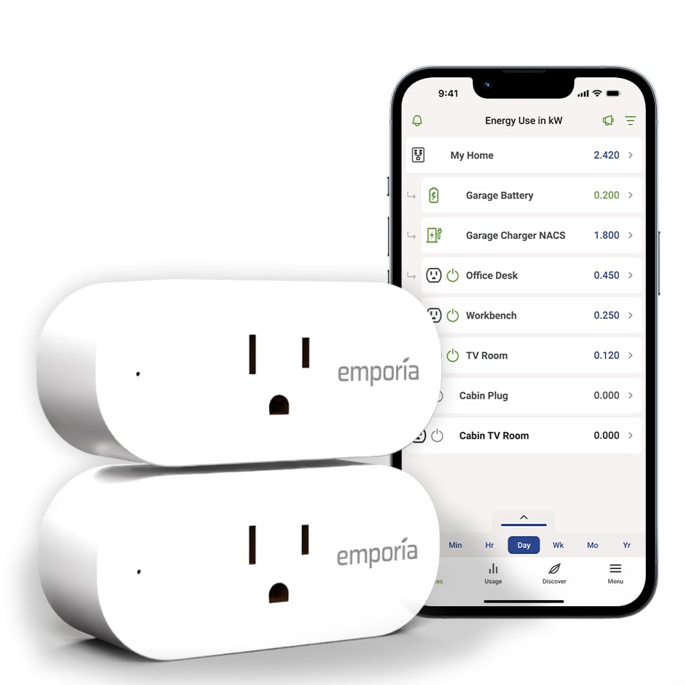 Emporia Energy Monitoring Smart Plug, WiFi Smart Outlet Plug Works with Alexa and Google Home - 15a WiFi Outlet with Timer, Mobile App, Home Energy Monitor, Scheduling - 2.4ghz WiFi Only (4 Pack)