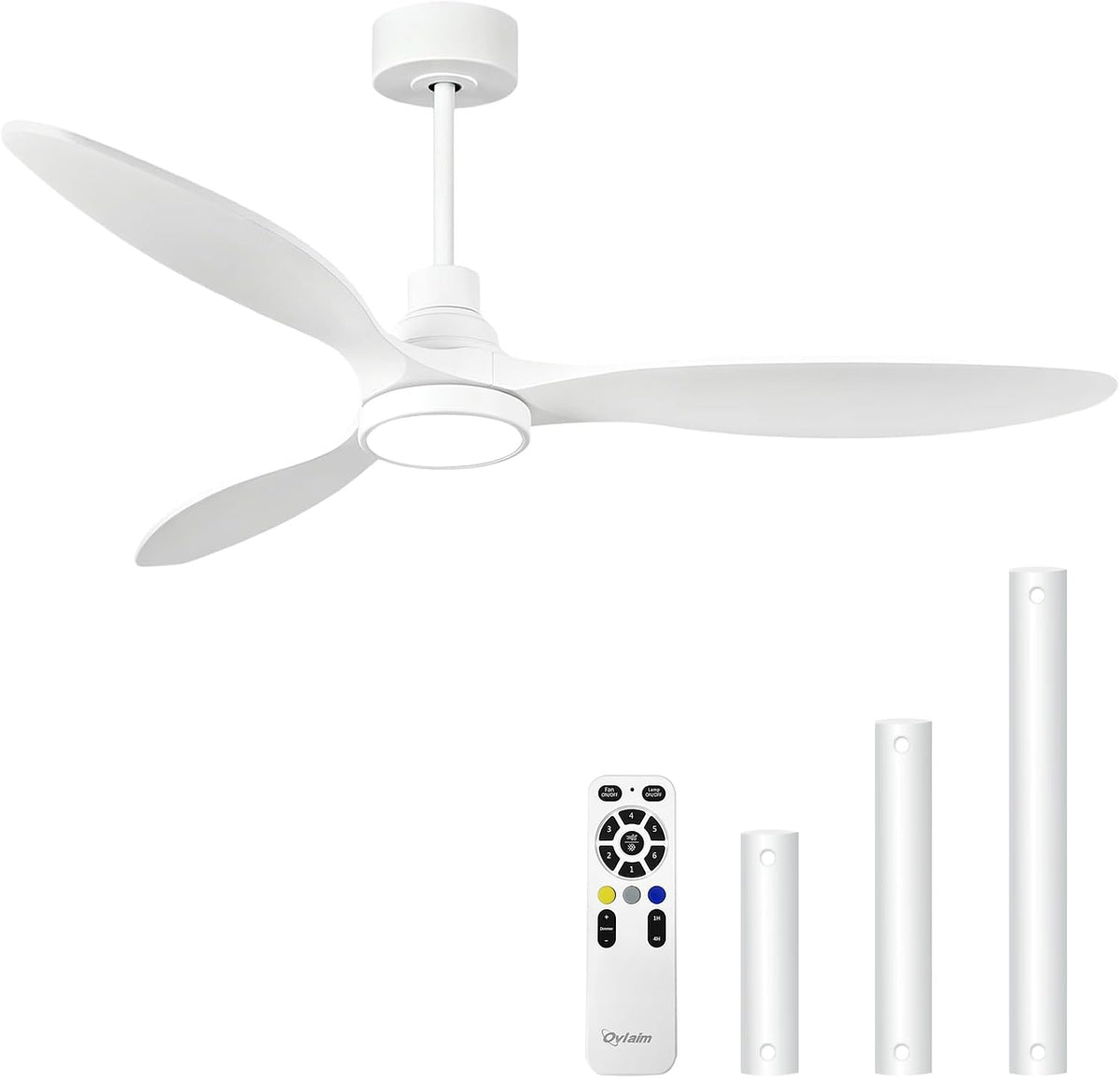 Ovlaim 52 Inch Wood Ceiling Fan with Light and Remote, Quiet DC Motor