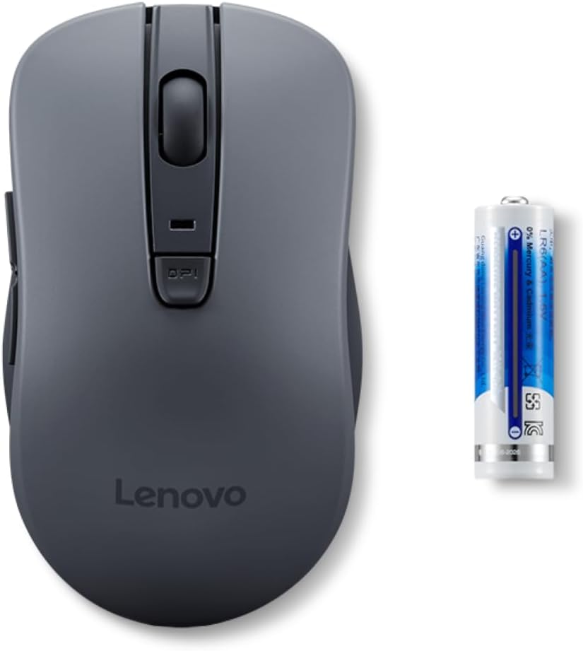 Lenovo WL310 Bluetooth Silent Mouse, Ergonomic, Adjustable DPI, Silent Clicks, Bluetooth 5.0, Portable for Windows, Mac, and Chromebook, Grey