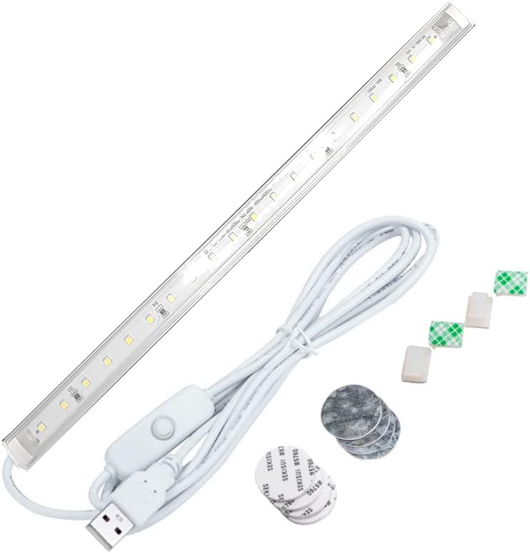Under Cabinet Led Lighting, 12 Inch Led Light Strip Bar, Daylight White 6500K USB Led Light, Small Thin Led Under Counter Lighting (3 Color Temperature,Dimmable, 12.6 Inch Opal mask)