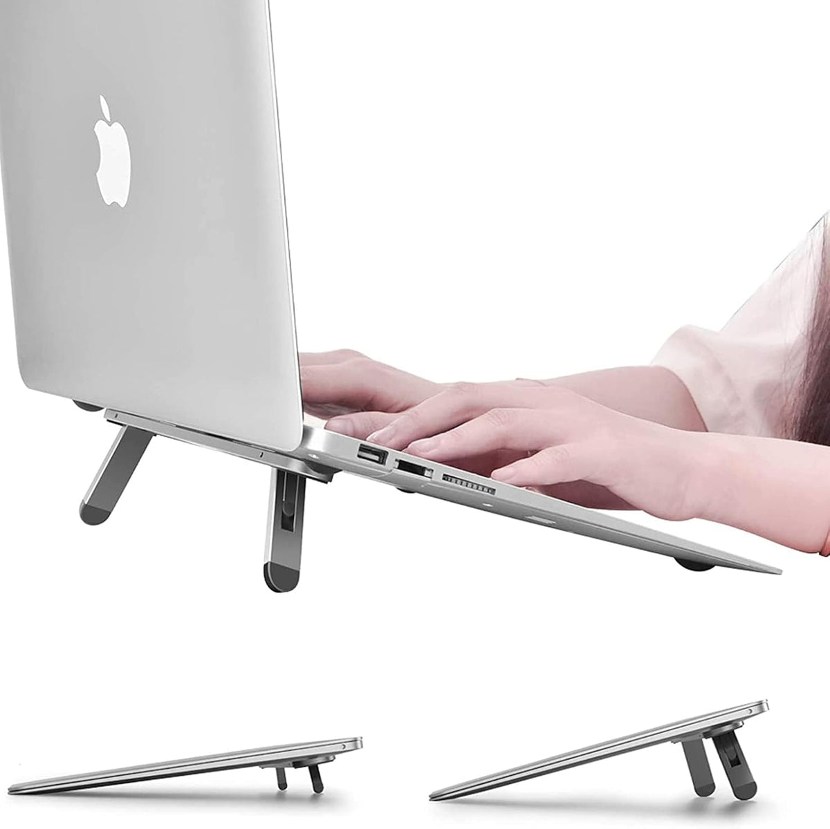 Aluminum Adhesive Laptop Cooling Riser, Foldable for Travel Office