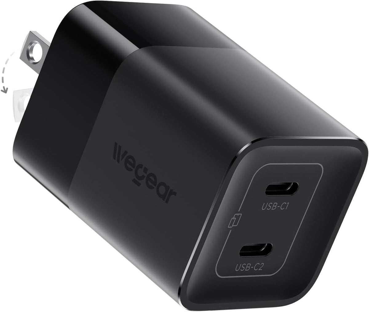 45W USB C Charger, 2 Port GaN Fast Charging with PPS, Foldable Wall Charger Block for iPhone 17/16/15, iPad, Galaxy S25/S24, Pixel 10/9 (Black)