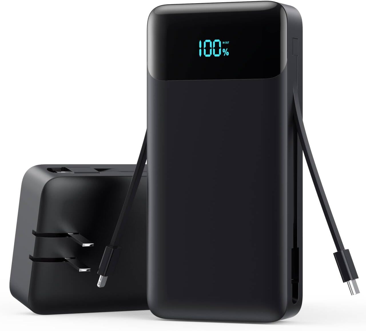 Portable Charger with Built-in AC Plug and Cables,13800mAh All in One USB C Fast Charging Power Bank,Travel Essentials Portable Phone Charger Battery Pack for iPhone 17/16/15/14/13,Galaxy,Android etc