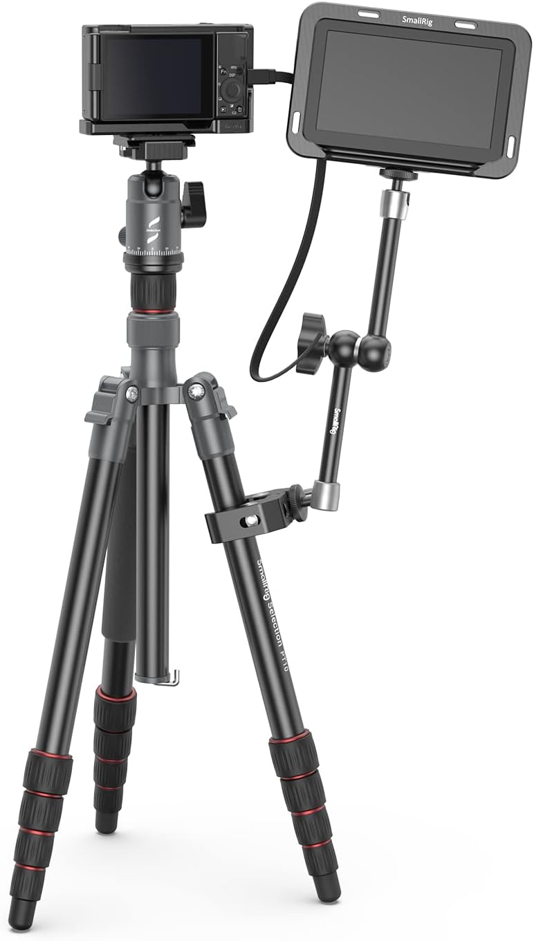 SMALLRIG 11'' Articulating Magic Arm and Clamp w/ 1/4" and 3/8" Thread, Adjustable Friction Power Camera Mount with Cold Shoe Mount for Monitor, LED Lights, Mic, for DJI/Insta360 Action Cameras - 3726