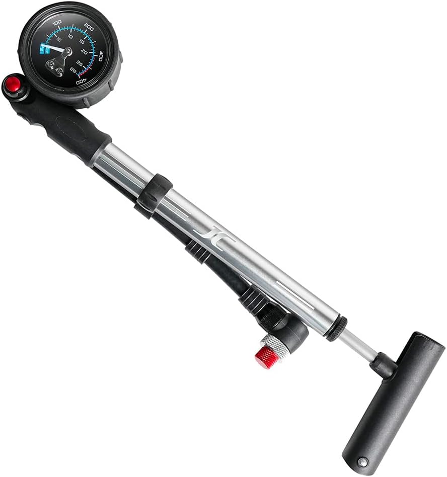 BV Mini Bike Pump Portable Frame Pump, Shock Pump for Bike Shock, Air Ball Pump Inflator with Ball Pump Needles, Mini Pump Fits Presta & Schrader- Smart Valve