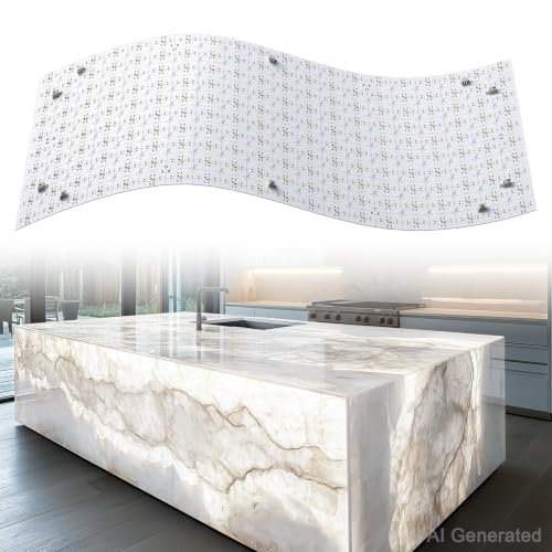 Lichaser 4 Pack LED Backlight Sheet White 6000K 24V 36W, Dimmable LED Panel Sheet Compatible with Alexa, Flexible Backlit Light Remote & APP Control, 19.7X9.7 Inch for Marble, Onyx, Quartz Countertop
