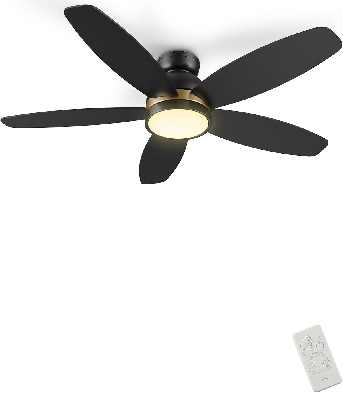SMAAIR 52 Inch Ceiling Fans with Light and Remote, White Modern Ceiling Fan with Light with Quiet Reversible DC Motor, 5 Blades, 10 Speeds, Indoor Ceiling Fan for Living Room Bedroom