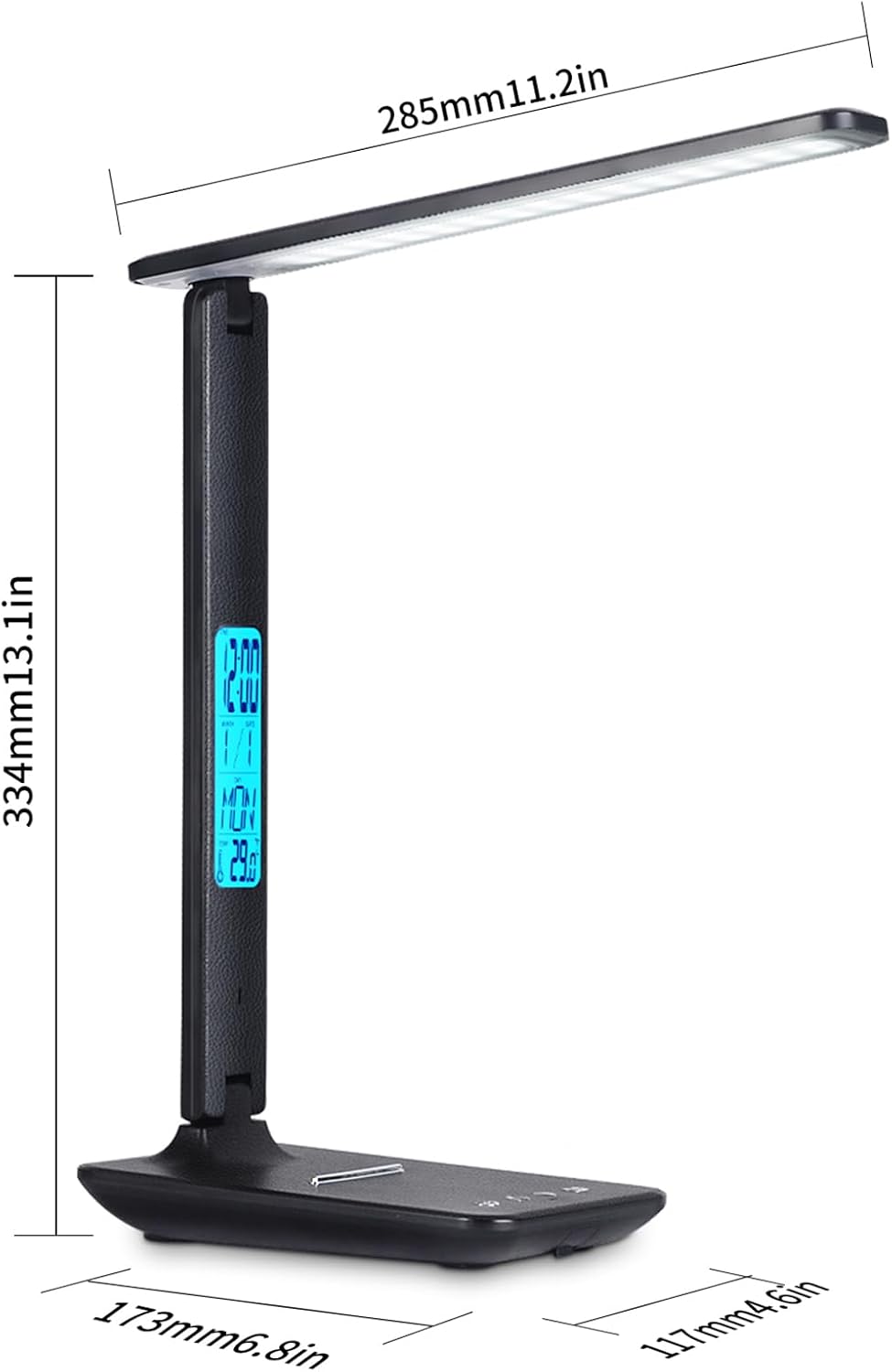 Smart Alarm Clock Lamp with Transparent Display,Wireless Charger Station,Dimmable Table Lamp with 3 Color Modes 5 Brightness,180° Flexible Desk Light for Bedroom,T26 White.