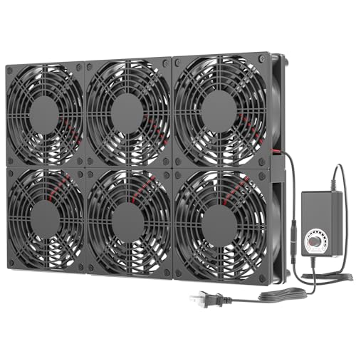 Adjustable Exhaust Fan with AC Plug for 12"-17" PC Notebook Gaming Laptop Server Rack, Greenhouse, Basement, Window Cooling or RT-AC5300 Router Ventilation