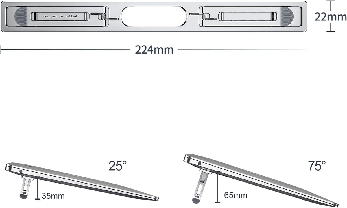 Aluminum Laptop Riser, 4 Adjustable Heights, Foldable for Desk