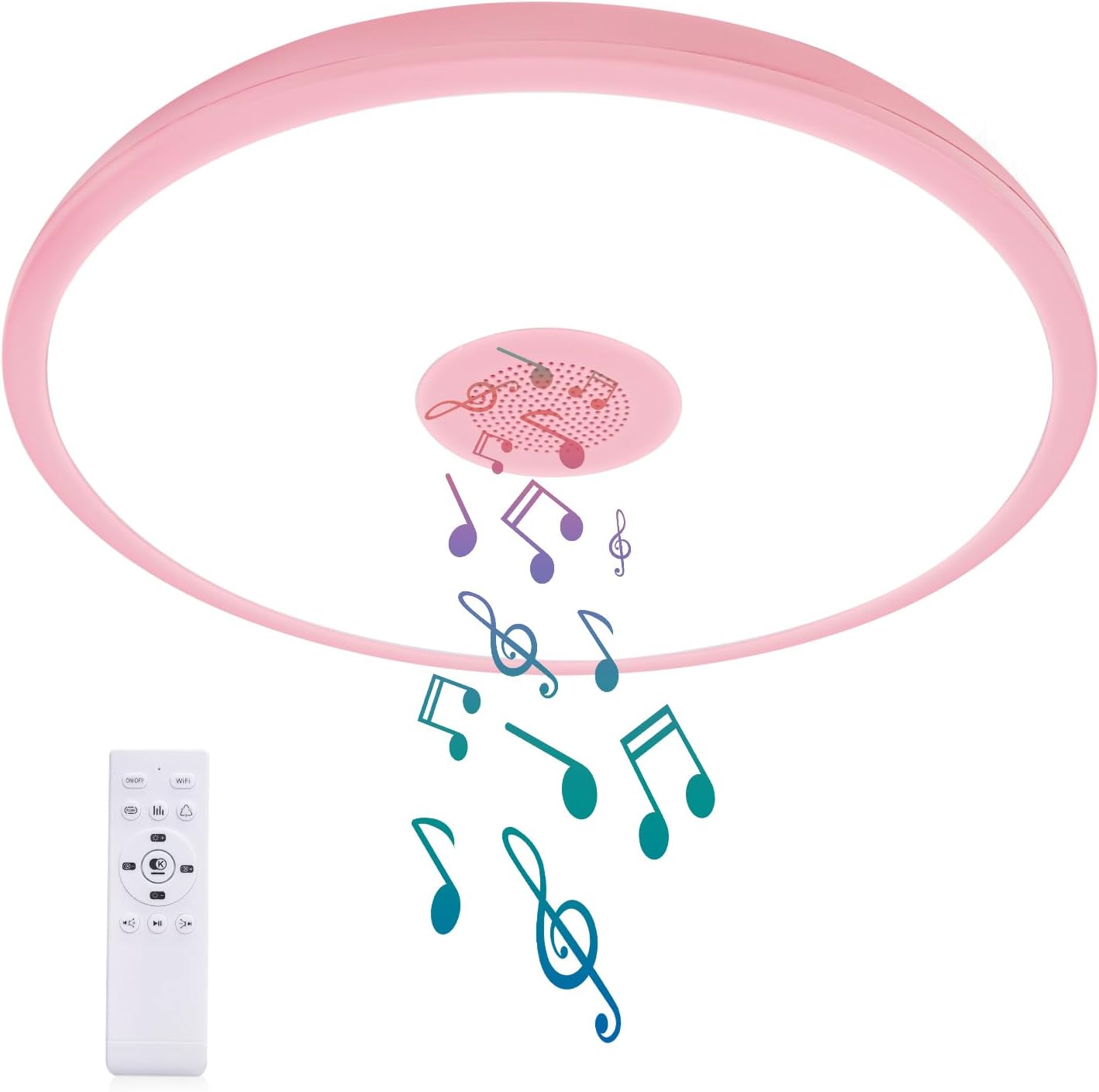 Smart Waterproof LED Flush Mount Ceiling Light Fixture,with Bluetooth Speaker,11 Inch,18 watt,Dimmable Music Lamp,RGB Color Changing Light with Remote Control,for Bathroom,Shower,Bedroom